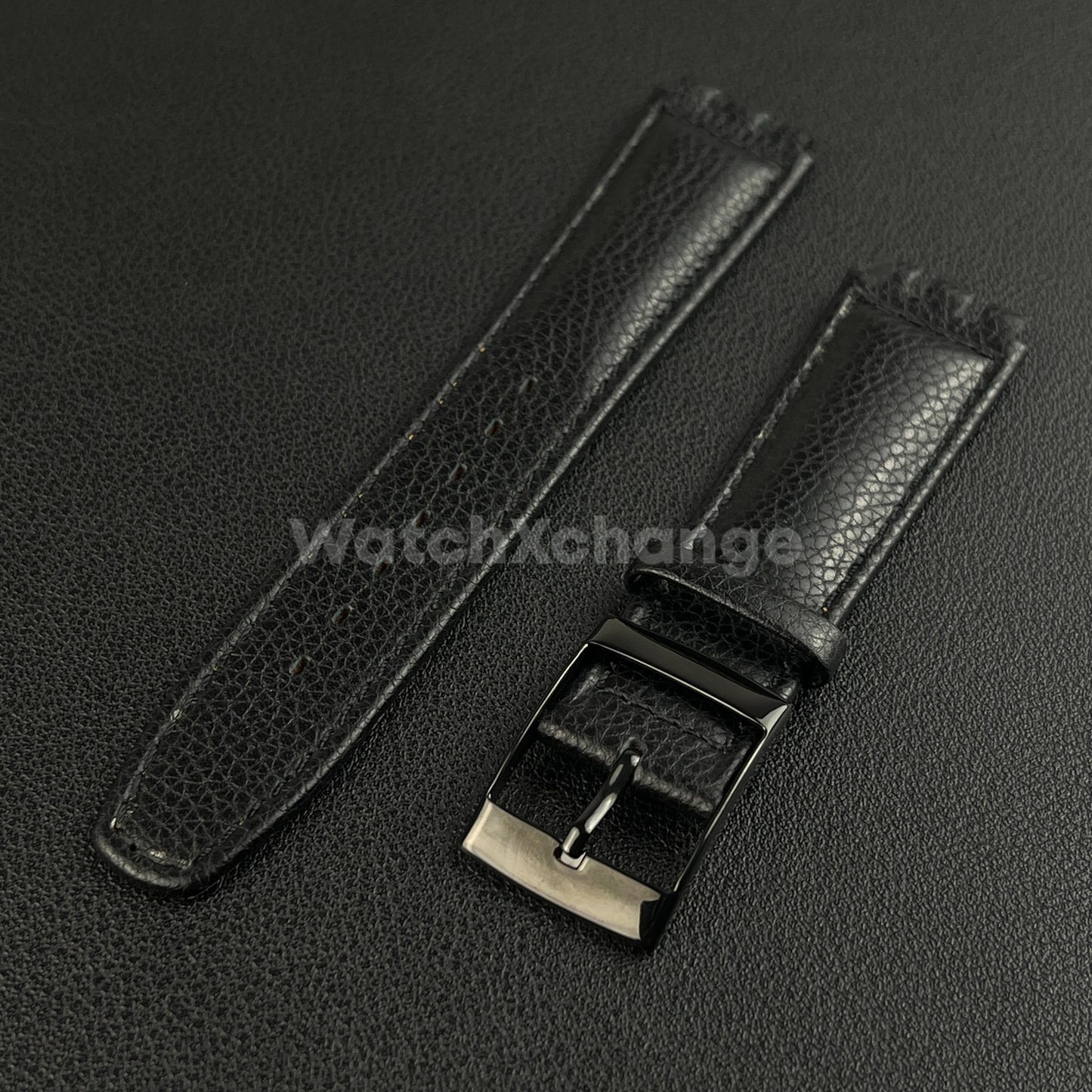 Black Genuine Leather Watch Band Strap 17mm for SWATCH YCS YAS YGS