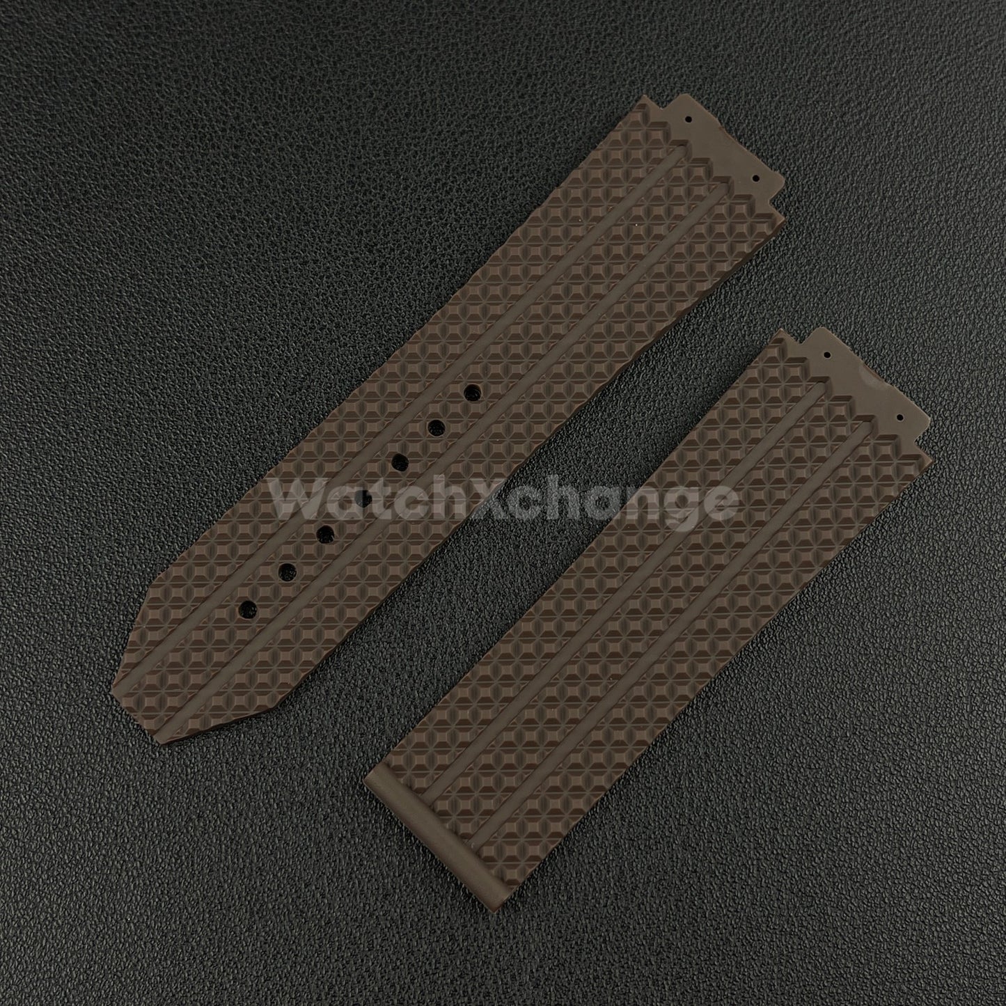 Brown Rubber Silicone Watch Strap Waterproof 26*19mm Fit HUBLOT BIG BANG Yubo