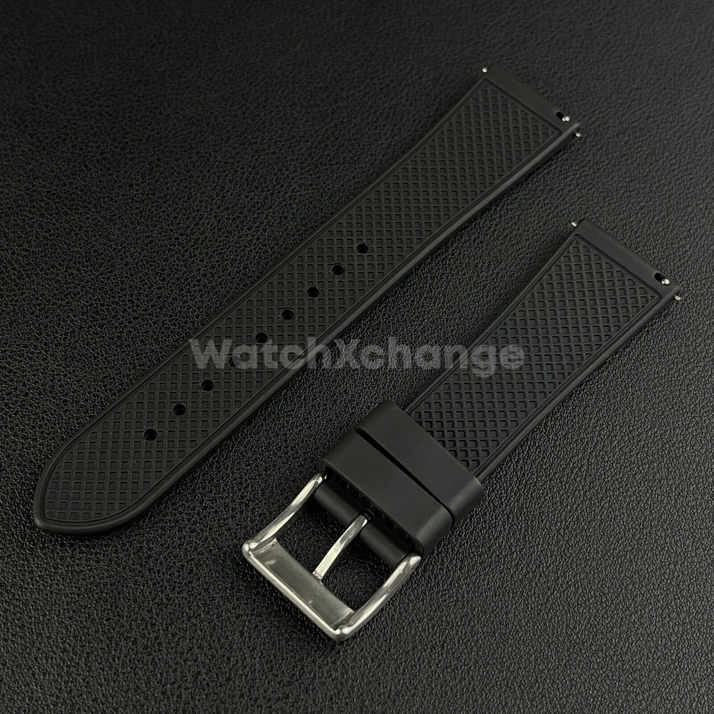 Black Premium Silicone FKM Rubber Watch Strap Band 20mm 22mm Quick Release