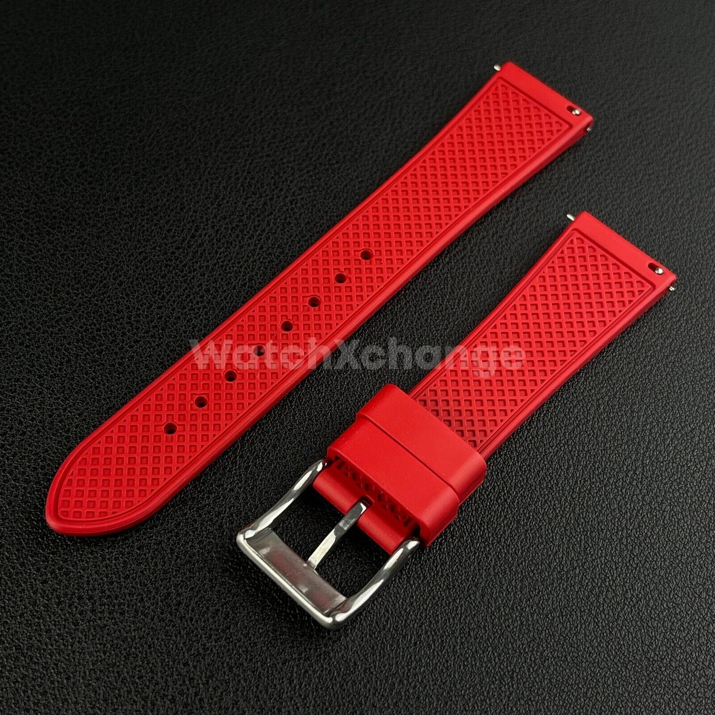 Red Premium Silicone FKM Rubber Watch Strap Band 20mm 22mm Quick Release