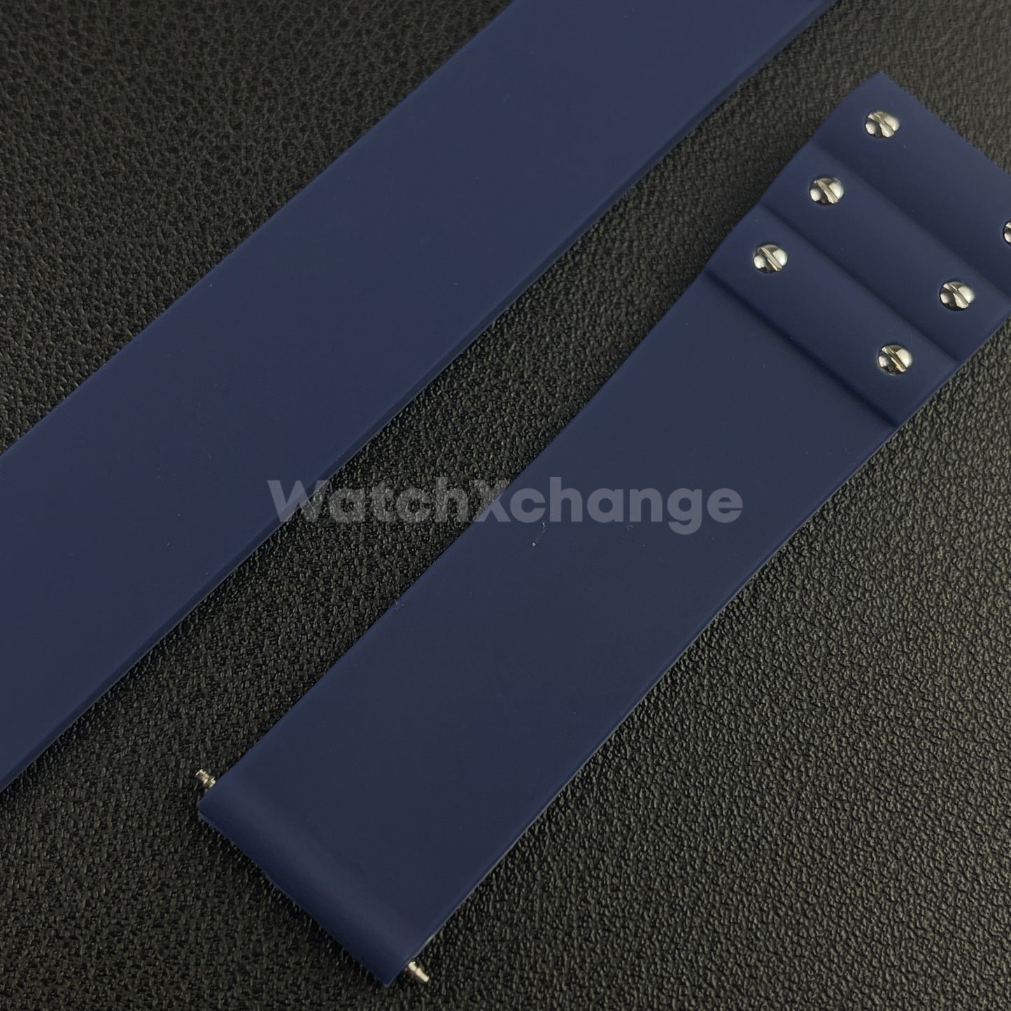 Blue 21mm Silicone Rubber Watch Strap For Cartier Santos