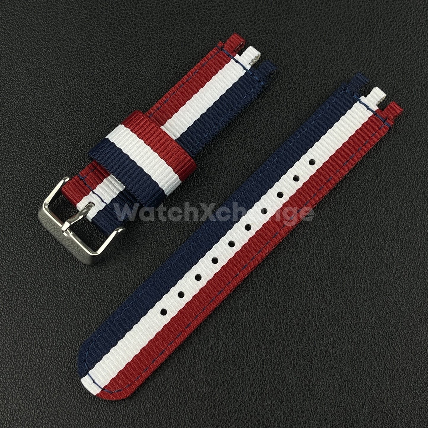 Blue Red White For Swatch Canvas Watch Band Sport Wristband 17/19/20mm