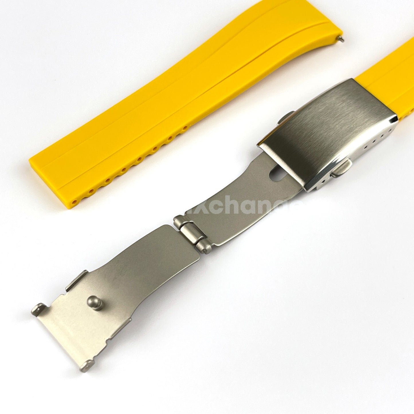 Yellow Rubber Watch Strap Deployment Clasp Cut To Size Quick Release 20mm 22mm
