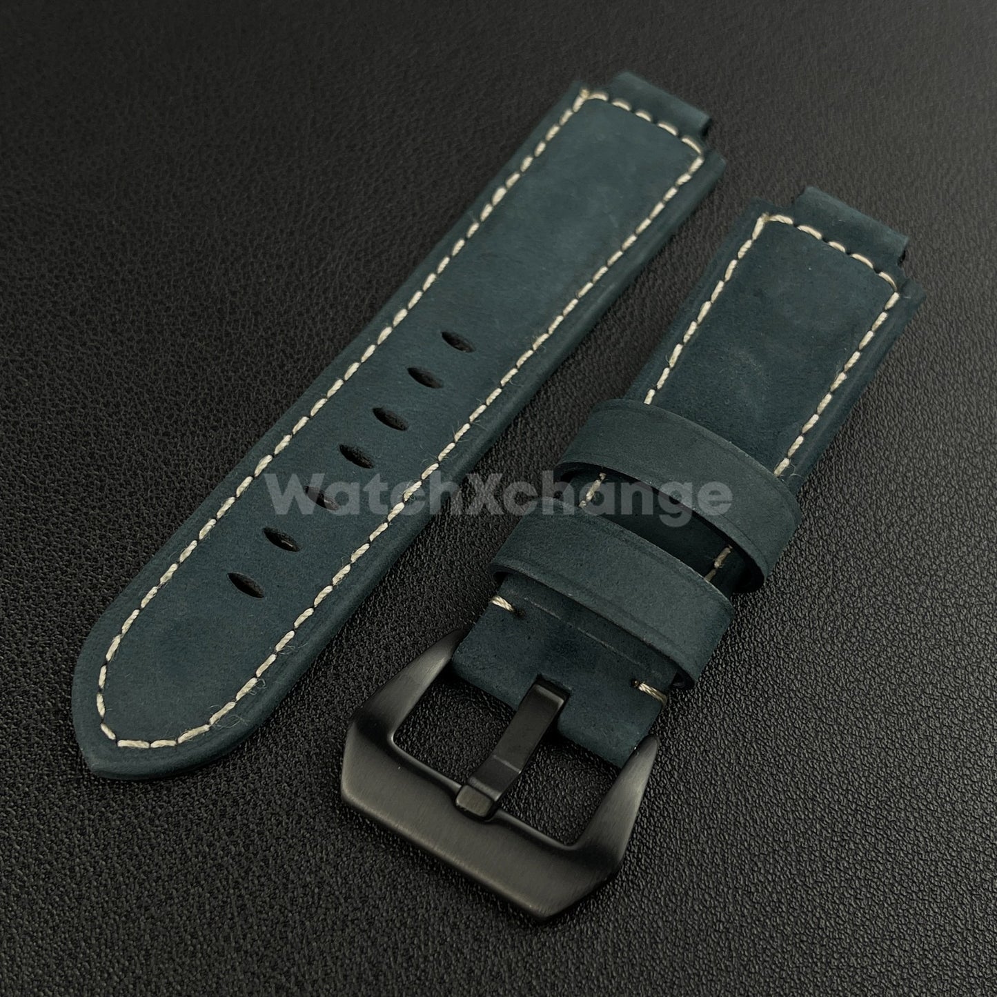 Blue Suede Leather Watch Strap for Timex Tidal Compass T2N72 T2N720 14mm 16mm