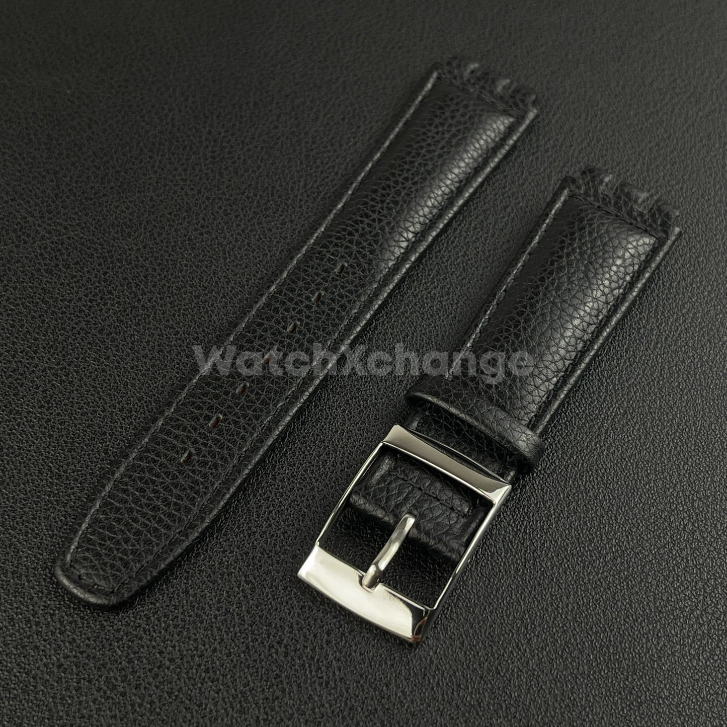 Black Genuine Leather Watch Band Strap 17mm for SWATCH YCS YAS YGS