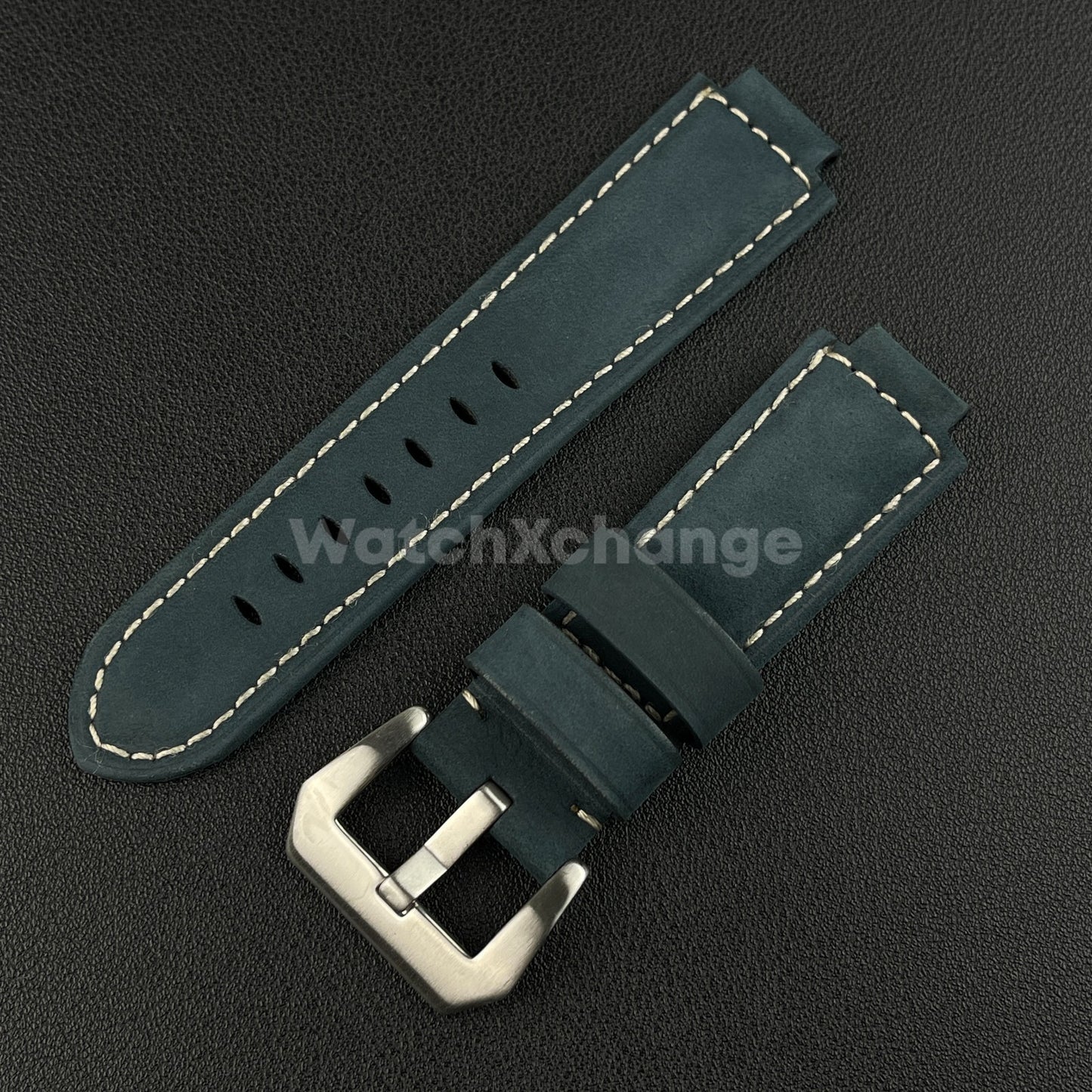 Blue Suede Leather Watch Strap for Timex Tidal Compass T2N72 T2N720 14mm 16mm
