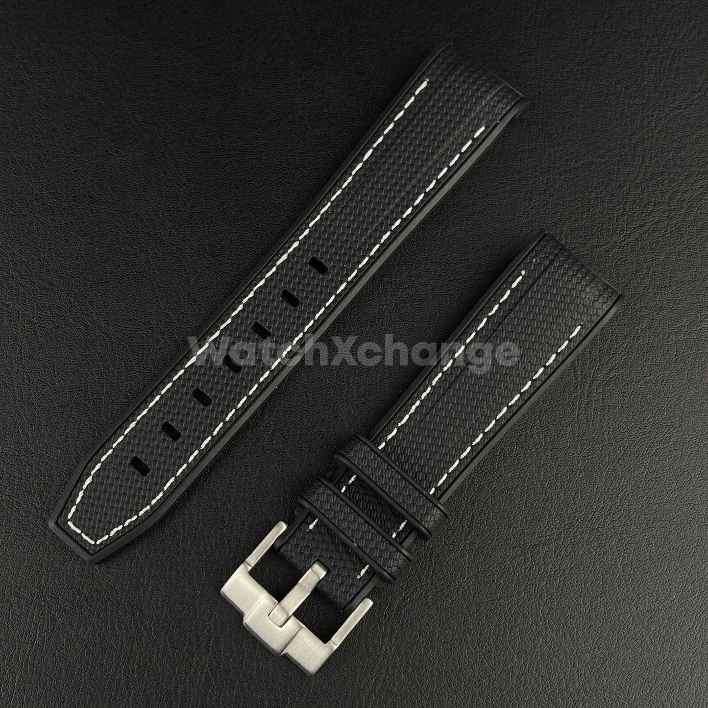 Black 20mm Silicone Rubber Curved End Watch Strap Band For Omega Rolex