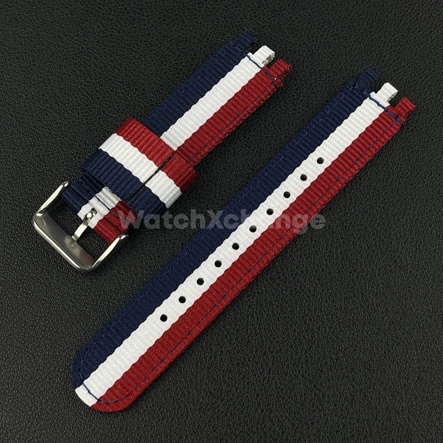 Blue Red White For Swatch Canvas Watch Band Sport Wristband 17/19/20mm