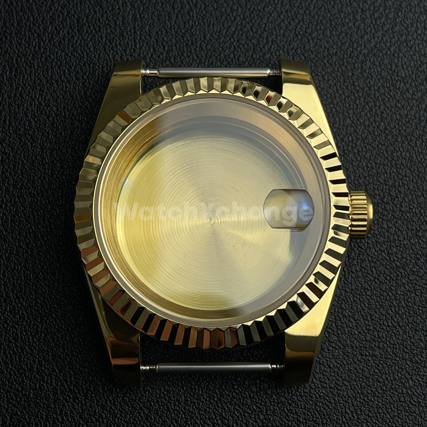39mm Gold Watch Case Fluted Sapphire For NH35/NH36 Movement