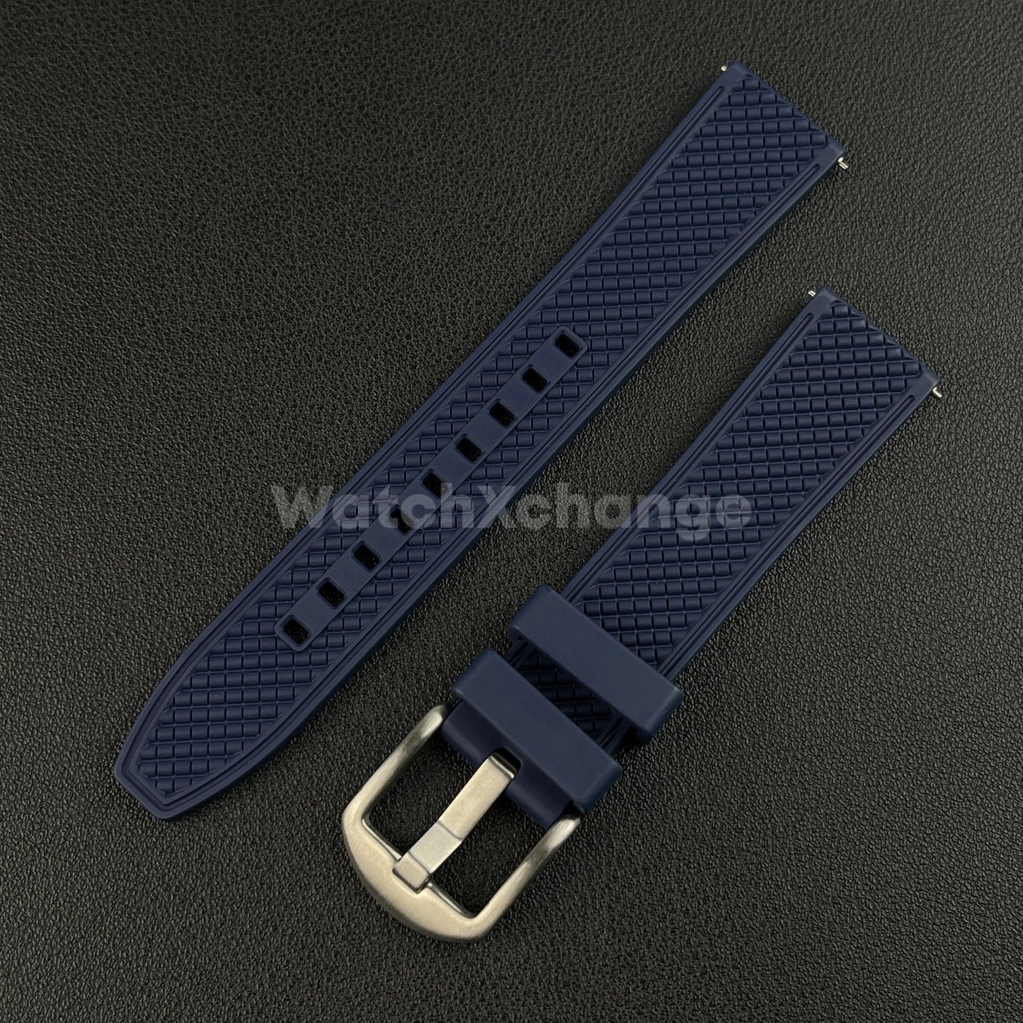 Blue Premium Waffle FKM Rubber Watch Strap Band 20mm 22mm Quick Release