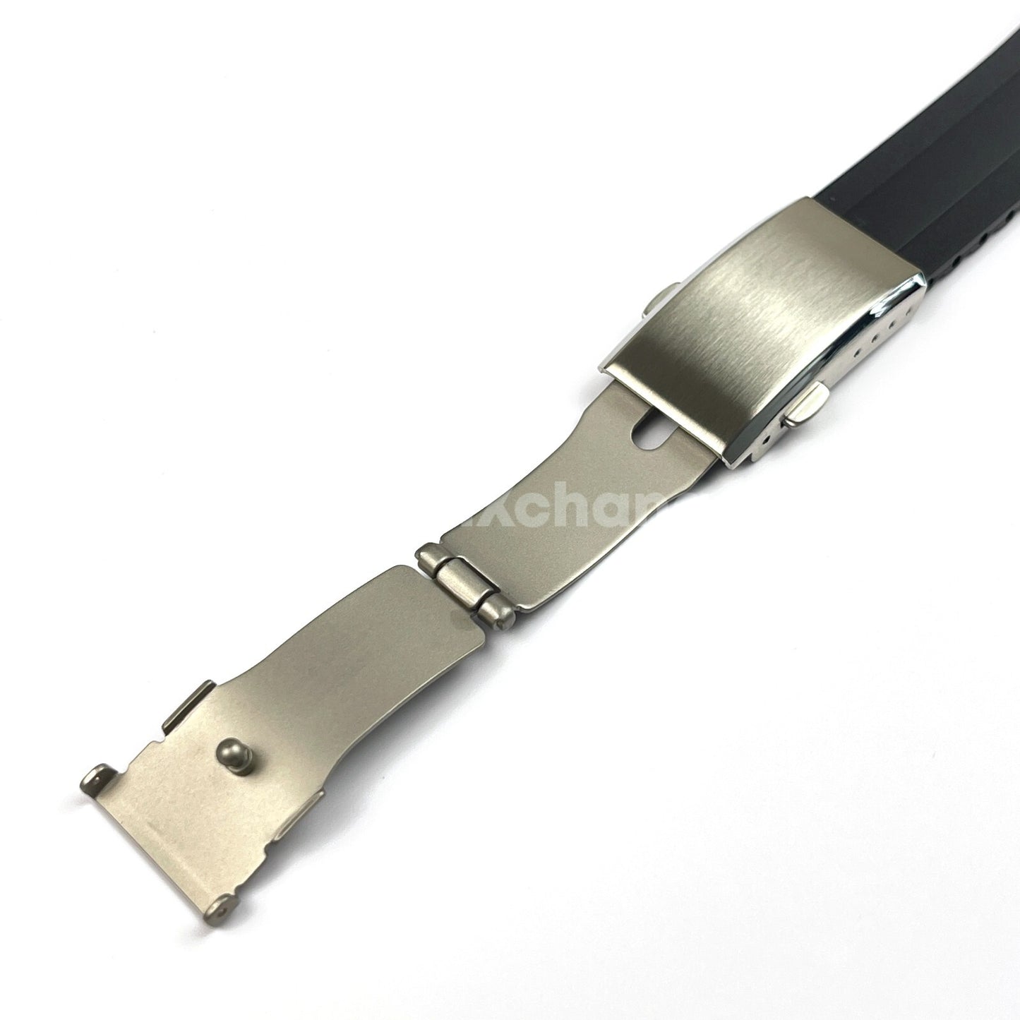 Black Rubber Watch Strap Deployment Clasp Cut To Size Quick Release 20mm 22mm