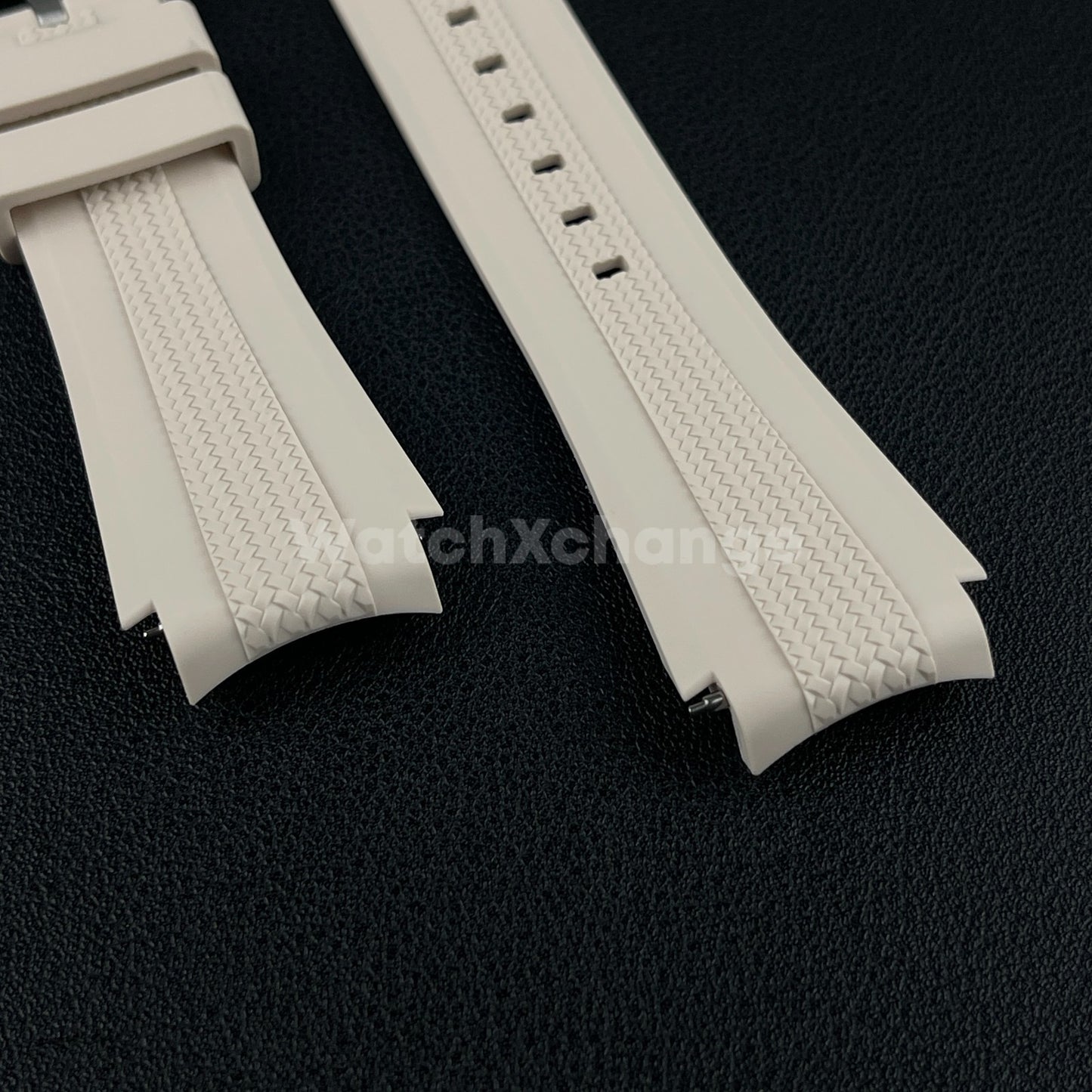 Light Beige 20mm Silicone Rubber Curved End Watch Strap Band For Omega Rolex