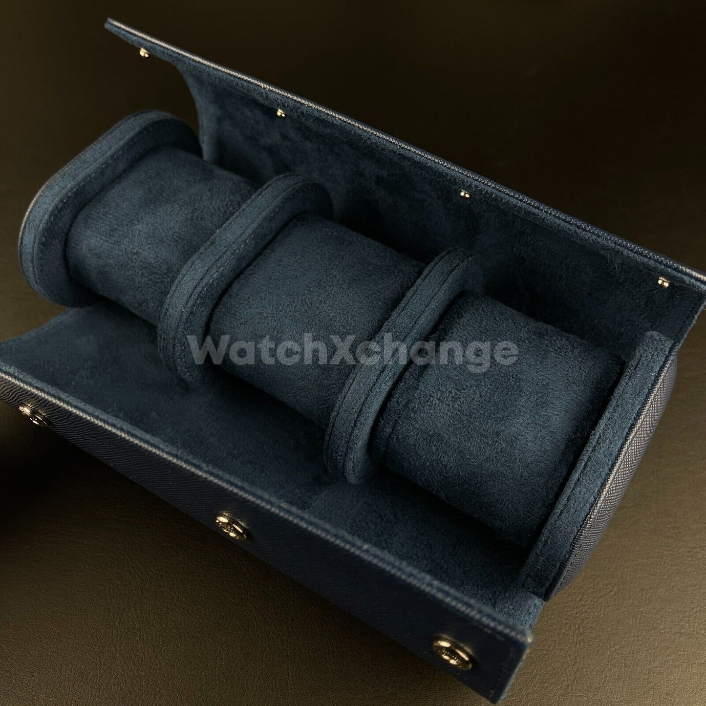 Blue Luxury Watch Storage Case Portable Travel Leather Watch Handmade Case