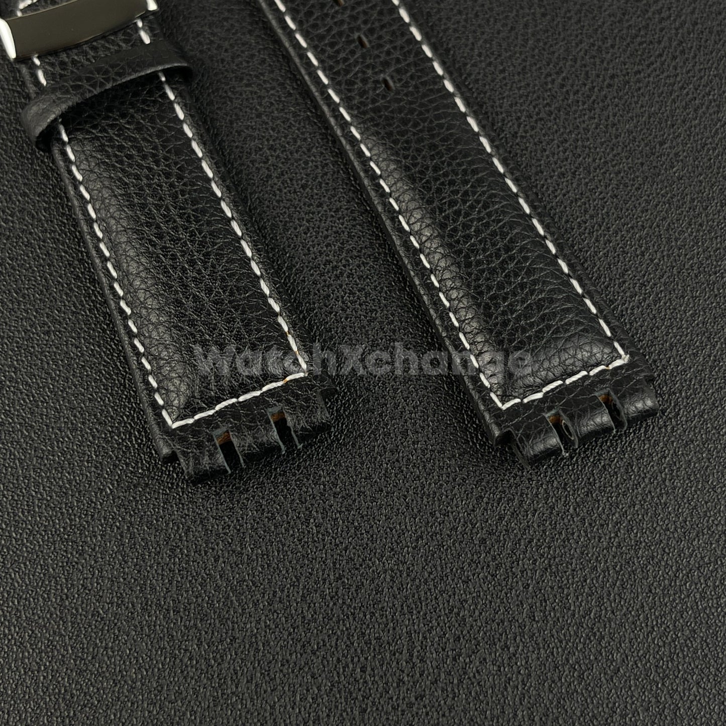 Black Genuine Leather Watch Band Strap 17mm for SWATCH YCS YAS YGS