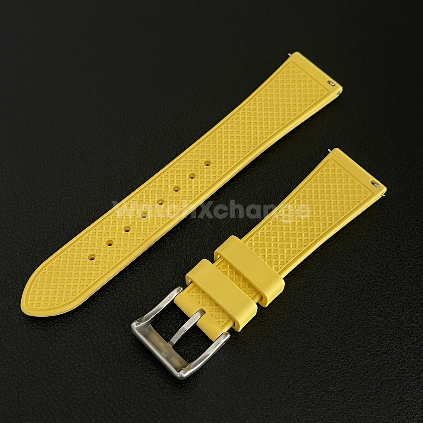 Yellow Premium Silicone FKM Rubber Watch Strap Band 20mm 22mm Quick Release