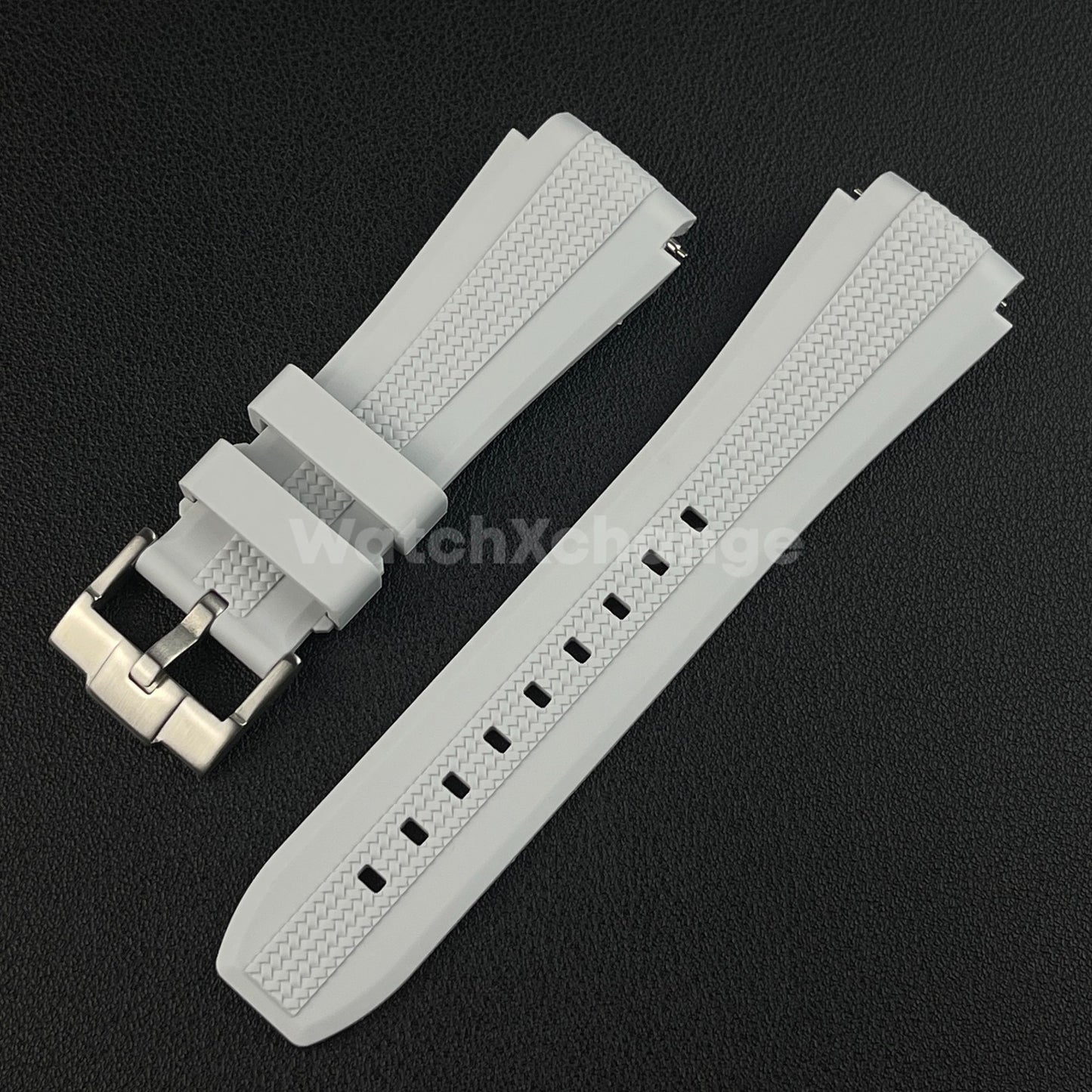 Light Grey 20mm Silicone Rubber Curved End Watch Strap Band For Omega Rolex
