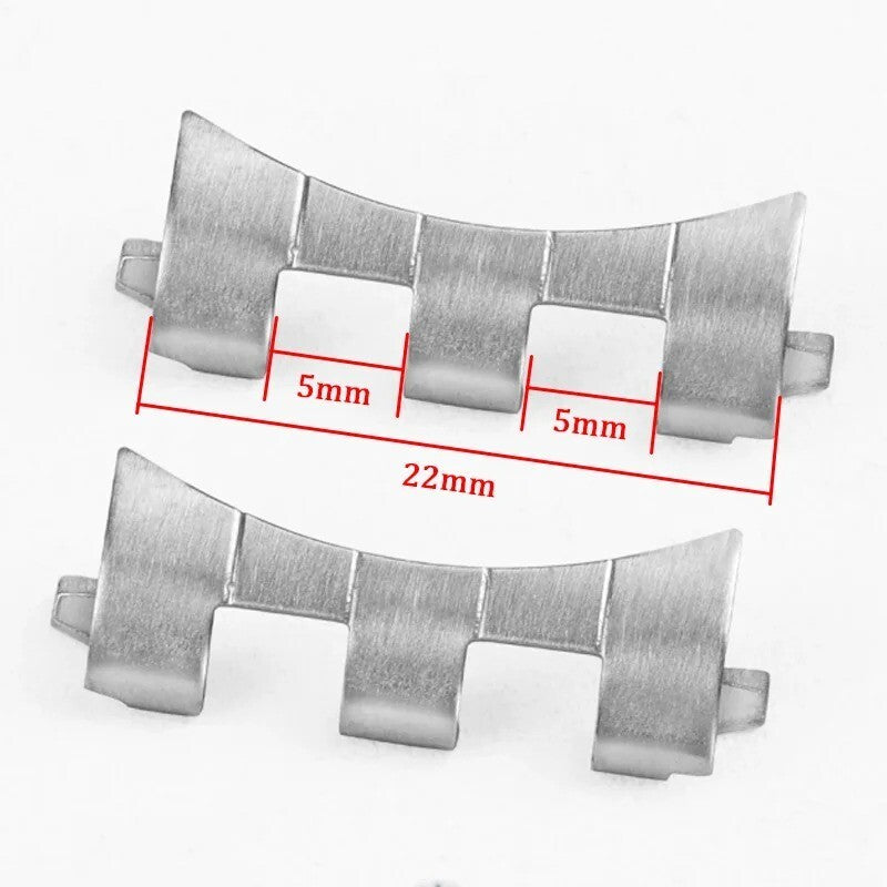 2 Piece Silver Curved End Links For Seiko SK009 SK007 Wristwatch Band Strap