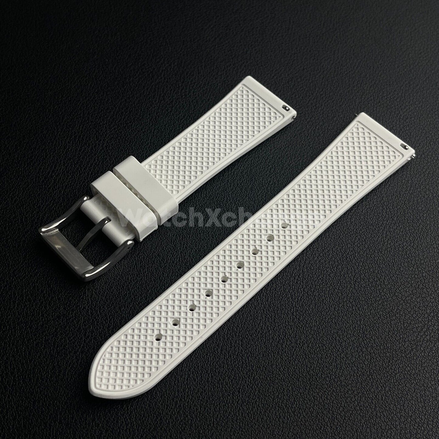White Premium Silicone FKM Rubber Watch Strap Band 20mm 22mm Quick Release