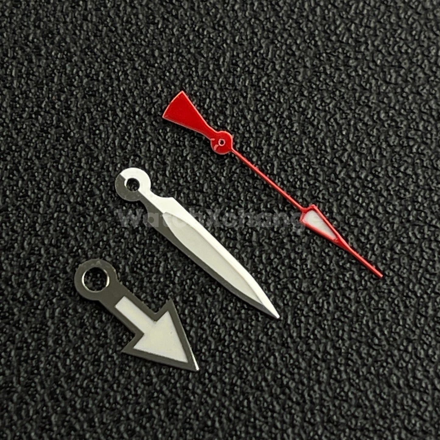 Silver & Red Watch Hands For SEIKO NH35 NH36 Movements Pilot Arrow Triangle