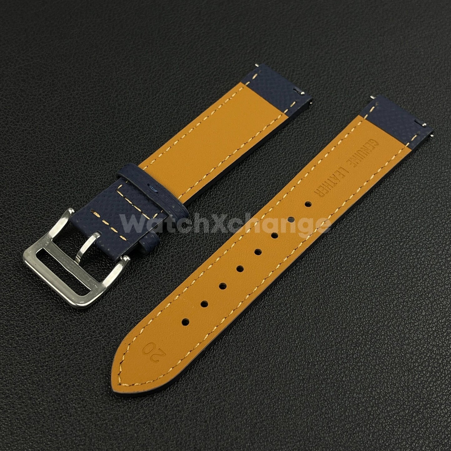 Blue Universal Quick Release Genuine Leather Watch Strap Band 18mm 20mm 22mm