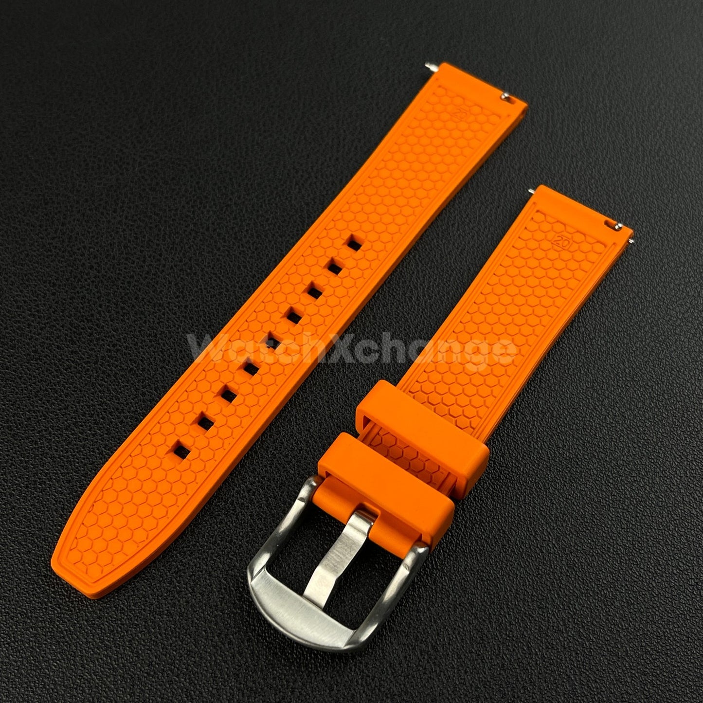 Orange Premium Waffle FKM Rubber Watch Strap Band 20mm 22mm Quick Release