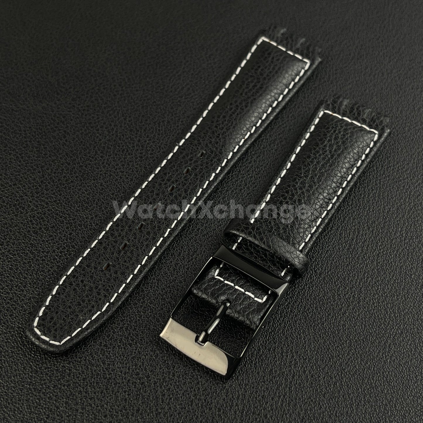 Black Genuine Leather Watch Band Strap 17mm for SWATCH YCS YAS YGS
