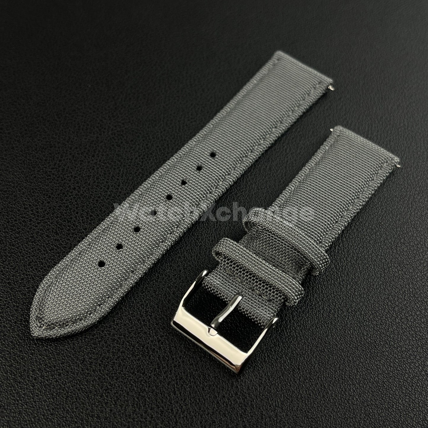 Grey Watch Strap Band Nylon Canvas Sailcloth Quick Release 20mm 22mm 24mm
