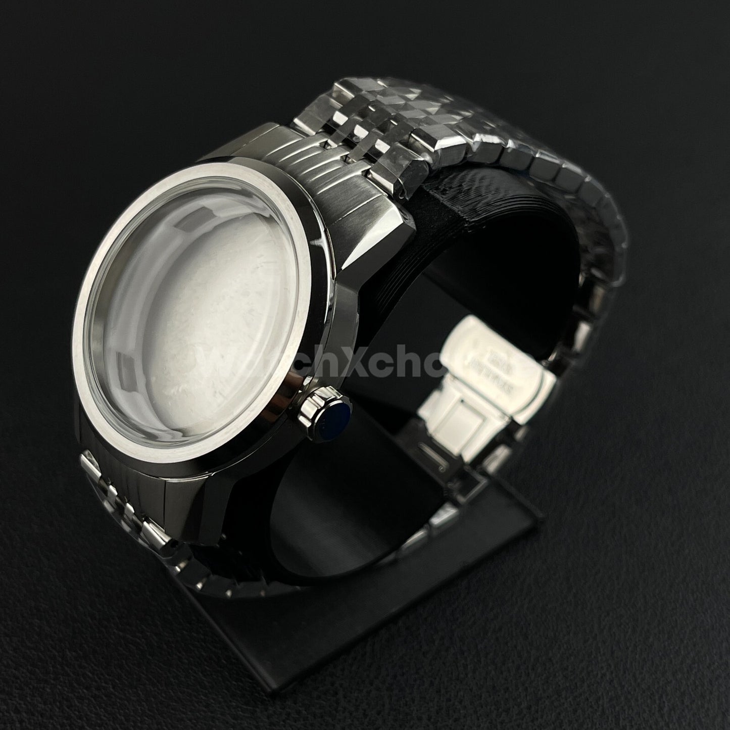 40mm Silver Stainless Steel Watch Case For NH34 NH35 NH36 Movements Arched Glass
