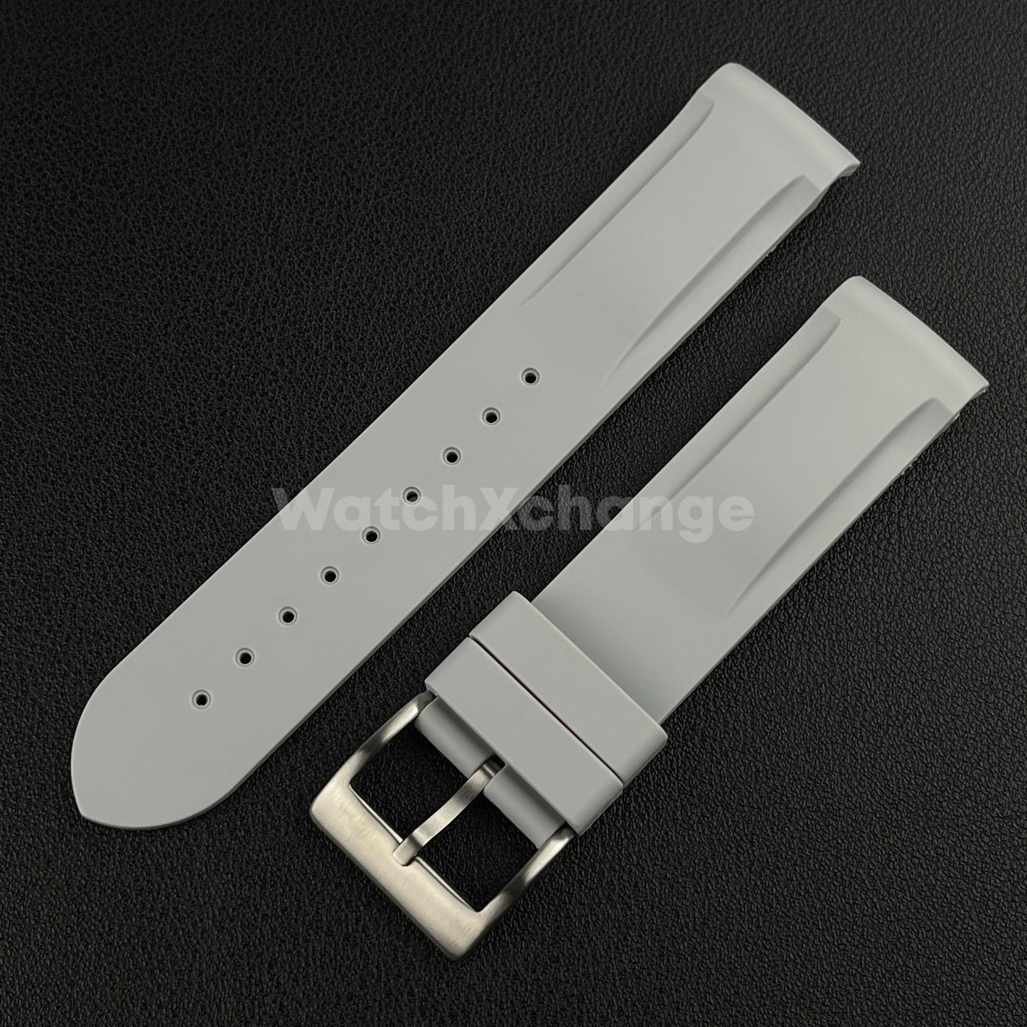 Grey 20mm Silicone Rubber Curved End Watch Strap Band For Omega Rolex