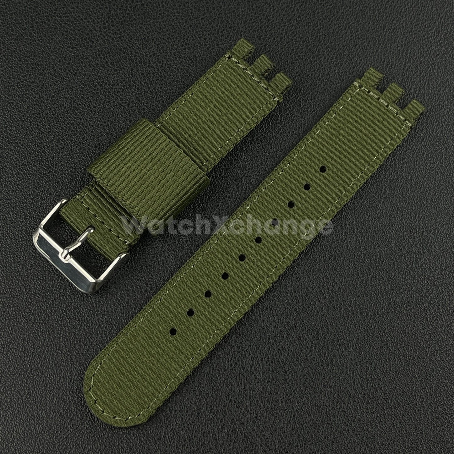 Green Nylon Strap For Swatch Canvas Watch Band Sport Wristband 17/19/20mm