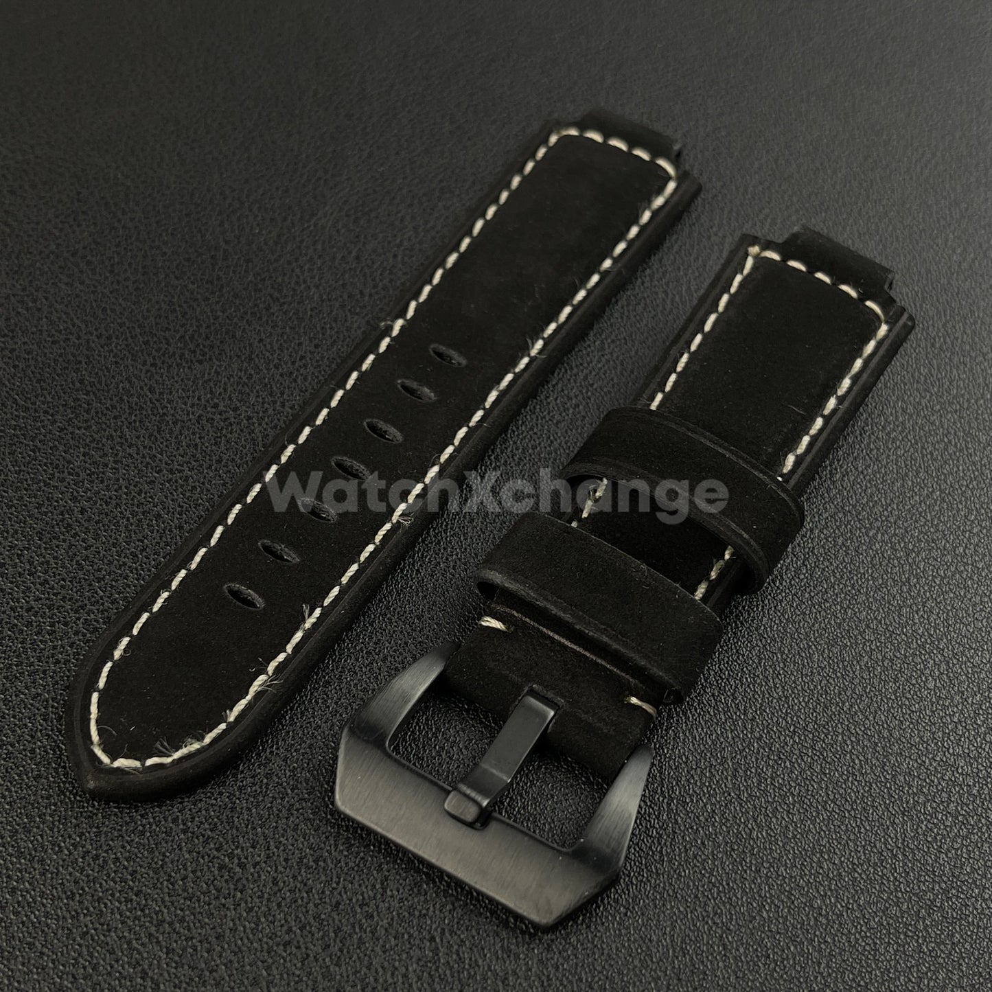 Black Suede Leather Watch Strap for Timex Tidal Compass T2N72 T2N720 14mm 16mm