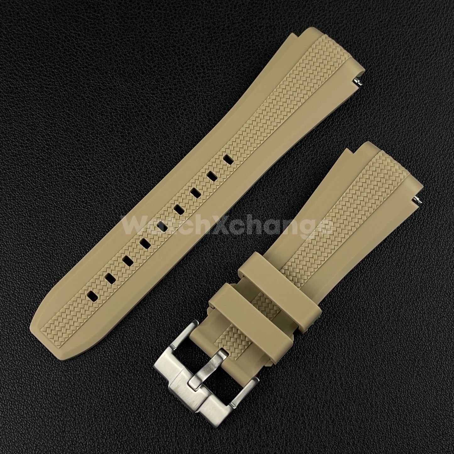 Khaki 20mm Silicone Rubber Curved End Watch Strap Band For Omega Rolex