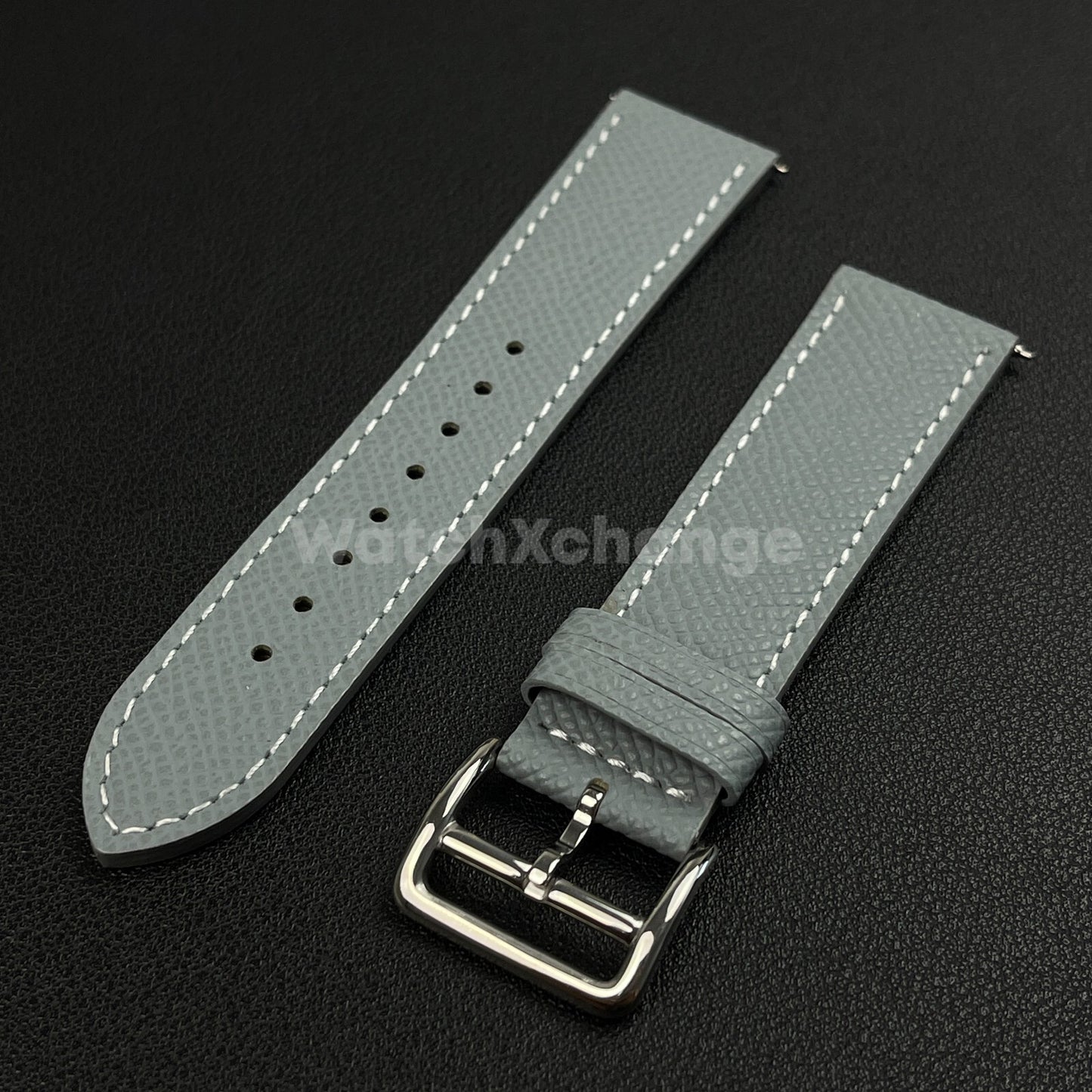 Grey Universal Quick Release Genuine Leather Watch Strap Band 18mm 20mm 22mm