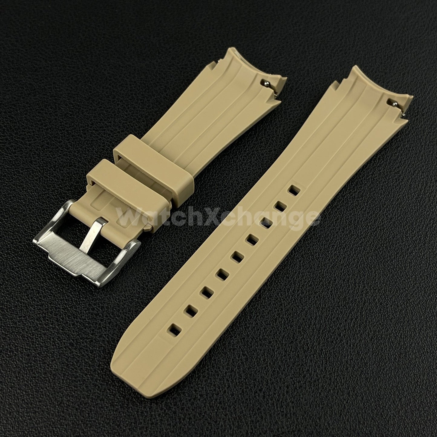 Khaki 20mm Silicone Rubber Curved End Watch Strap Band For Omega Rolex