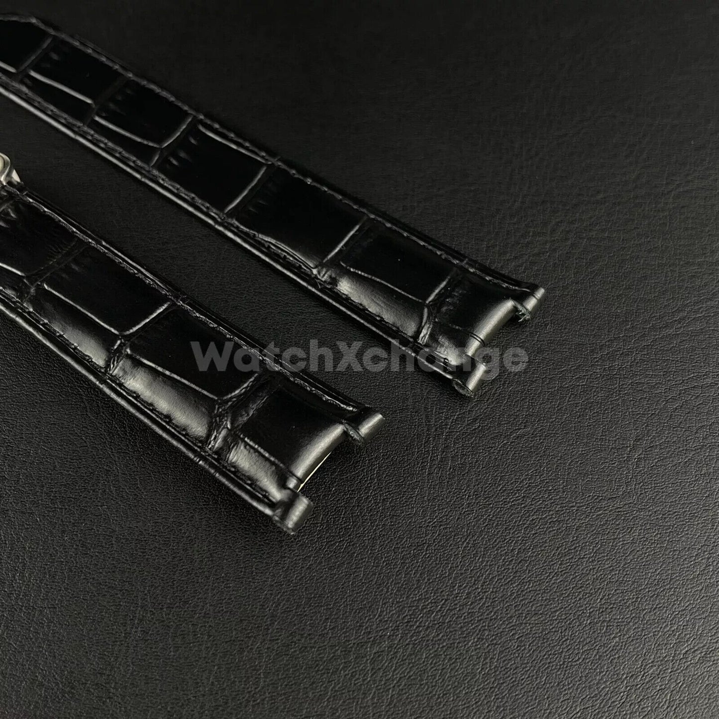 Black Genuine Leather Strap Band fit Cartier Pasha Watch Clasp Buckle 18 - 21mm