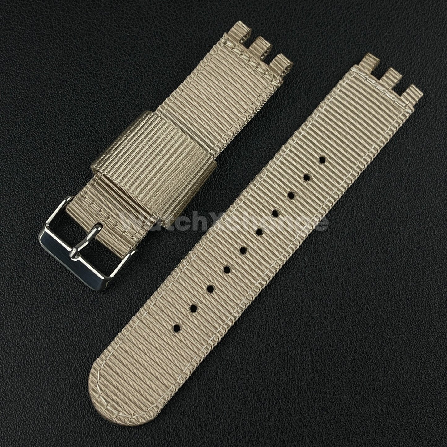 Khaki Beige Nylon Strap For Swatch Canvas Watch Band Sport Wristband 17/19/20mm