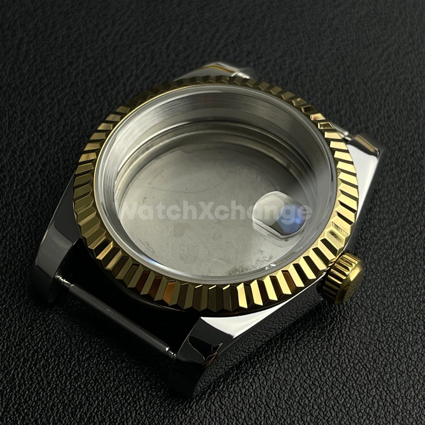 39mm Silver & Gold Watch Case Fluted Modified Sapphire for NH35/NH36 Movement