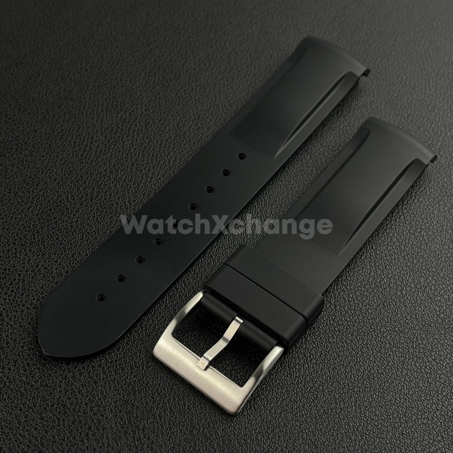 Black 20mm Silicone Rubber Curved End Watch Strap Band For Omega Rolex