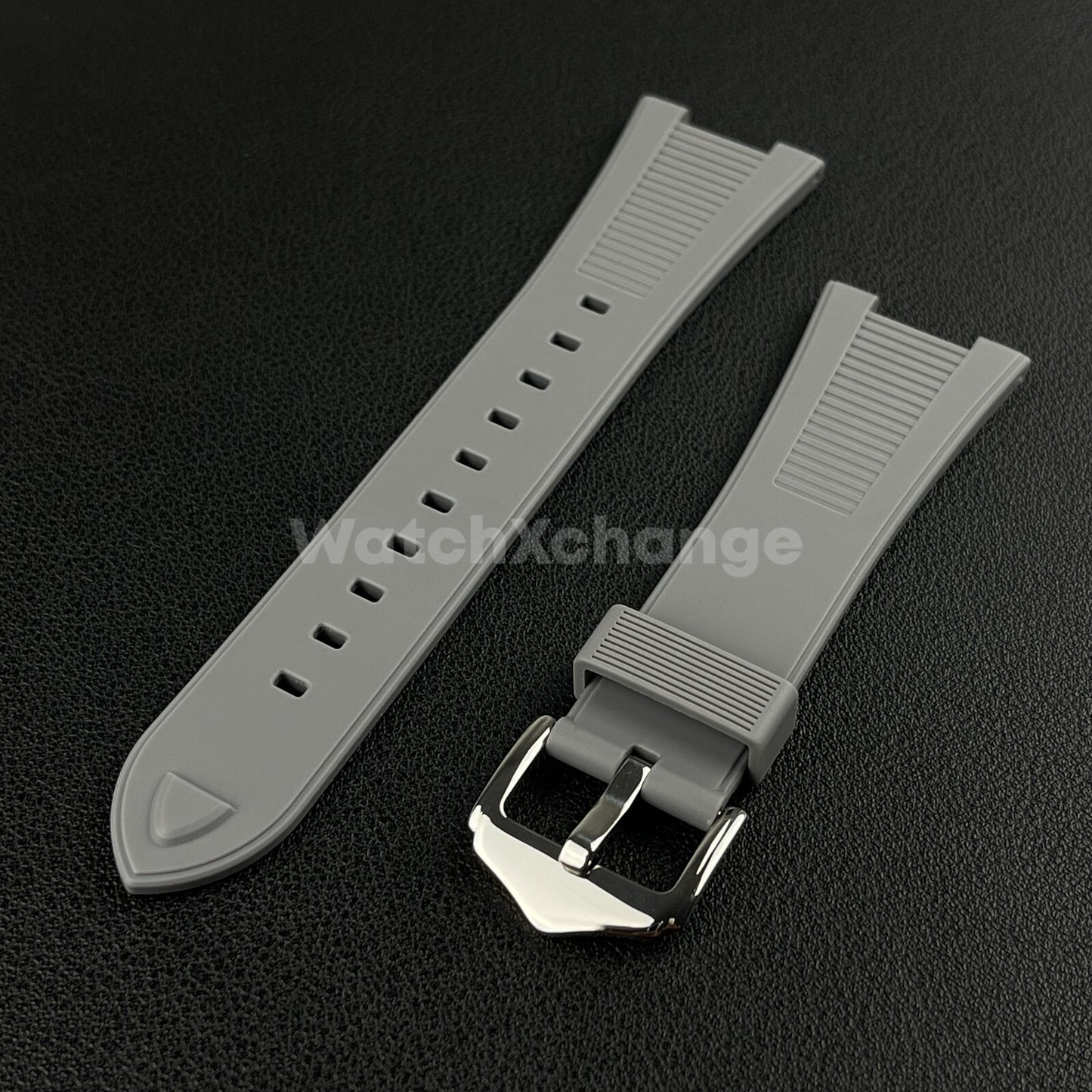 Grey 25*12mm Silicone Rubber Watch Strap For Patek Phillip Nautilus 5711 5712