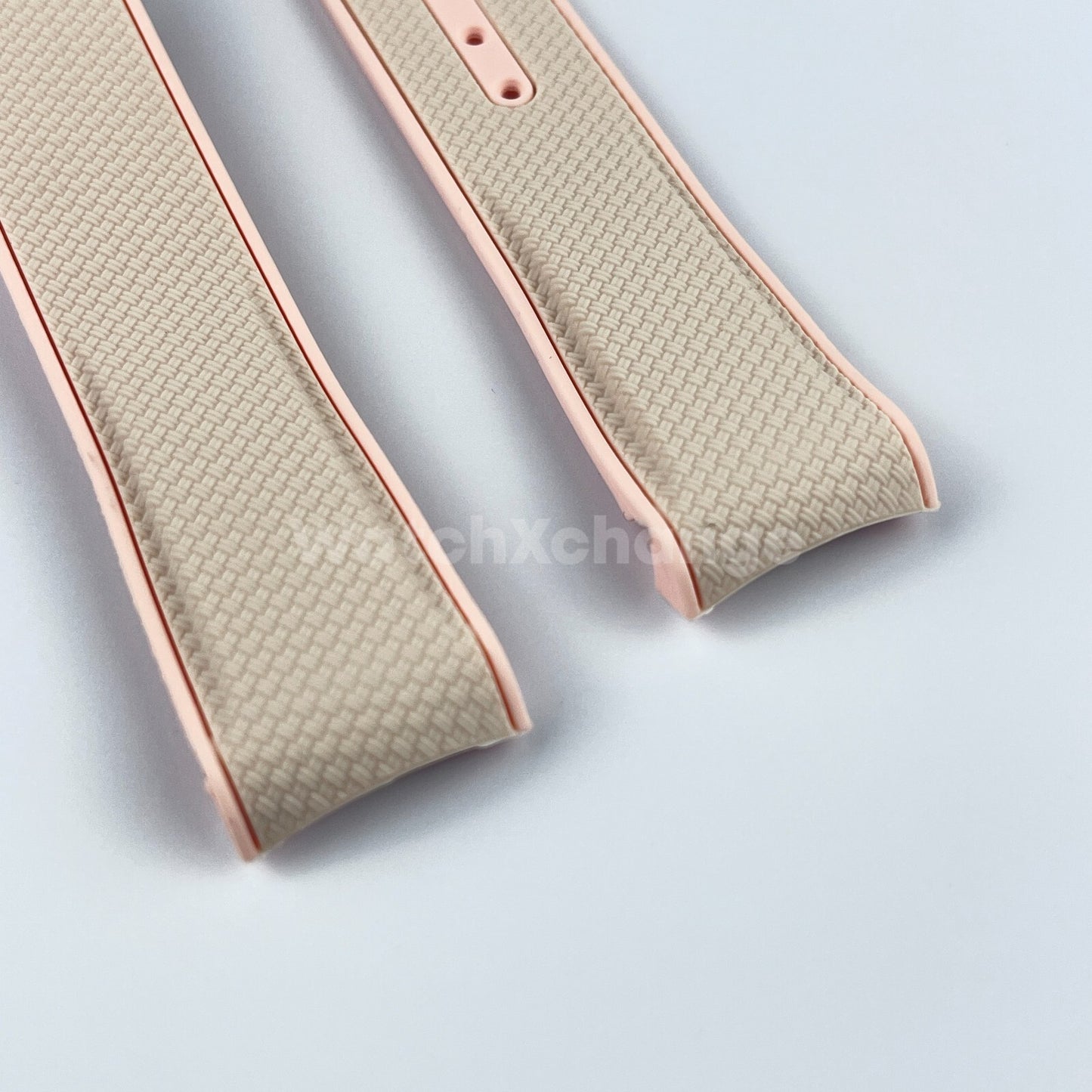Pink Curved End Silicone Rubber Watch Strap For Omega Seamaster 20mm