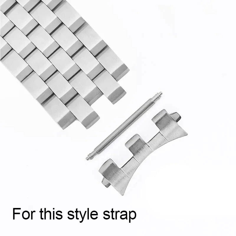 2 Piece Silver Curved End Links For Seiko SK009 SK007 Wristwatch Band Strap
