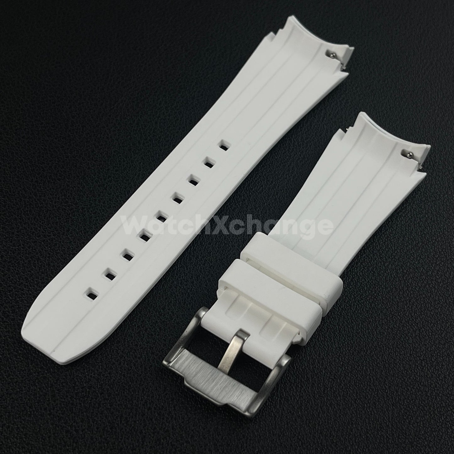 White 20mm Silicone Rubber Curved End Watch Strap Band For Omega Rolex
