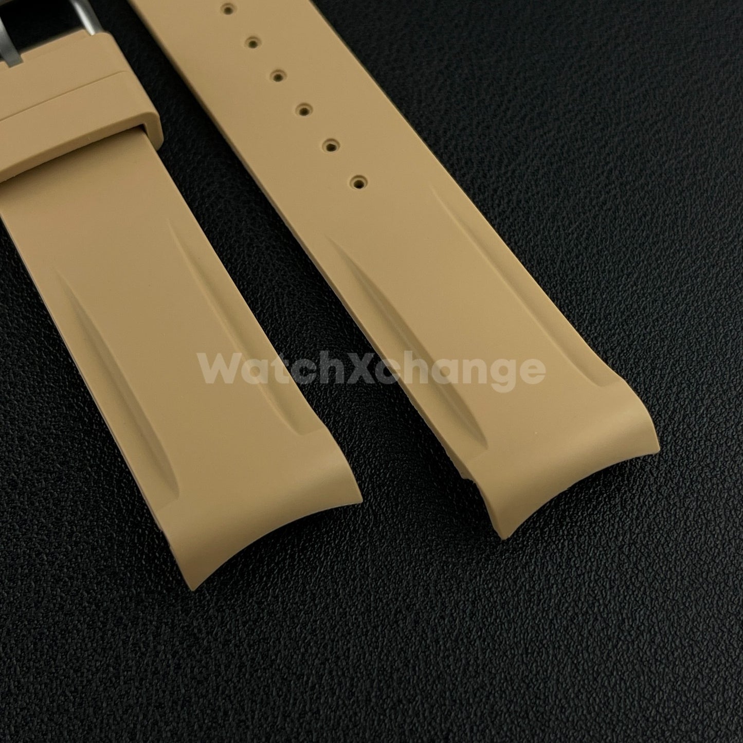 Brown 20mm Silicone Rubber Curved End Watch Strap Band For Omega Rolex