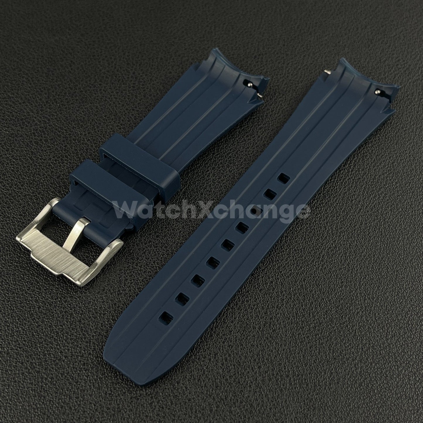 Navy Blue 20mm Silicone Rubber Curved End Watch Strap Band For Omega Rolex