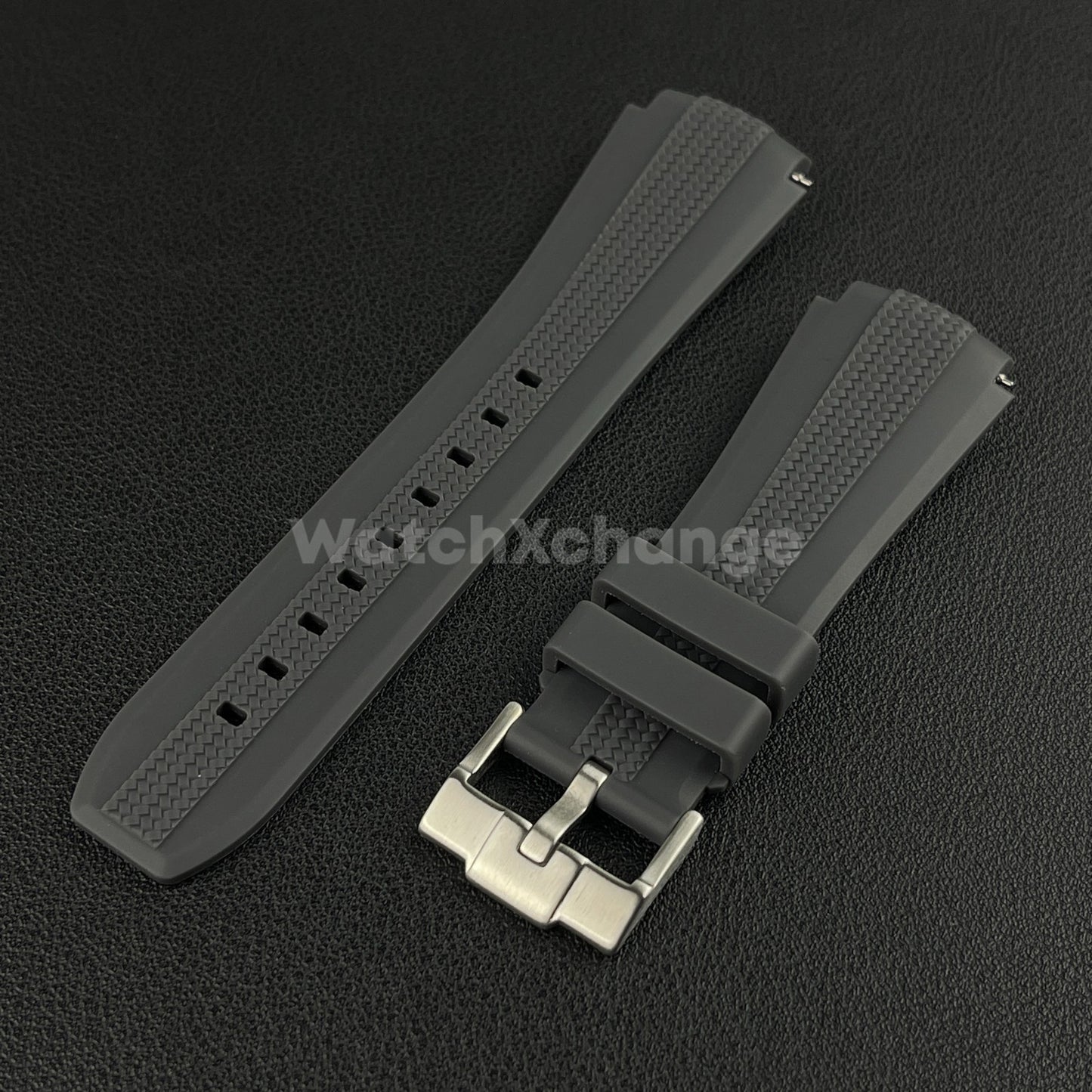Dark Grey 20mm Silicone Rubber Curved End Watch Strap Band For Omega Rolex