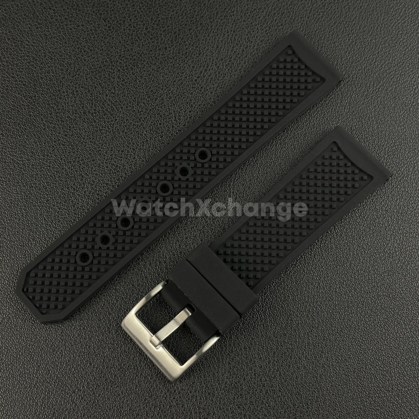 23mm 24mm Black Rubber Silicone Strap Band fit Calibre De Cartier watch