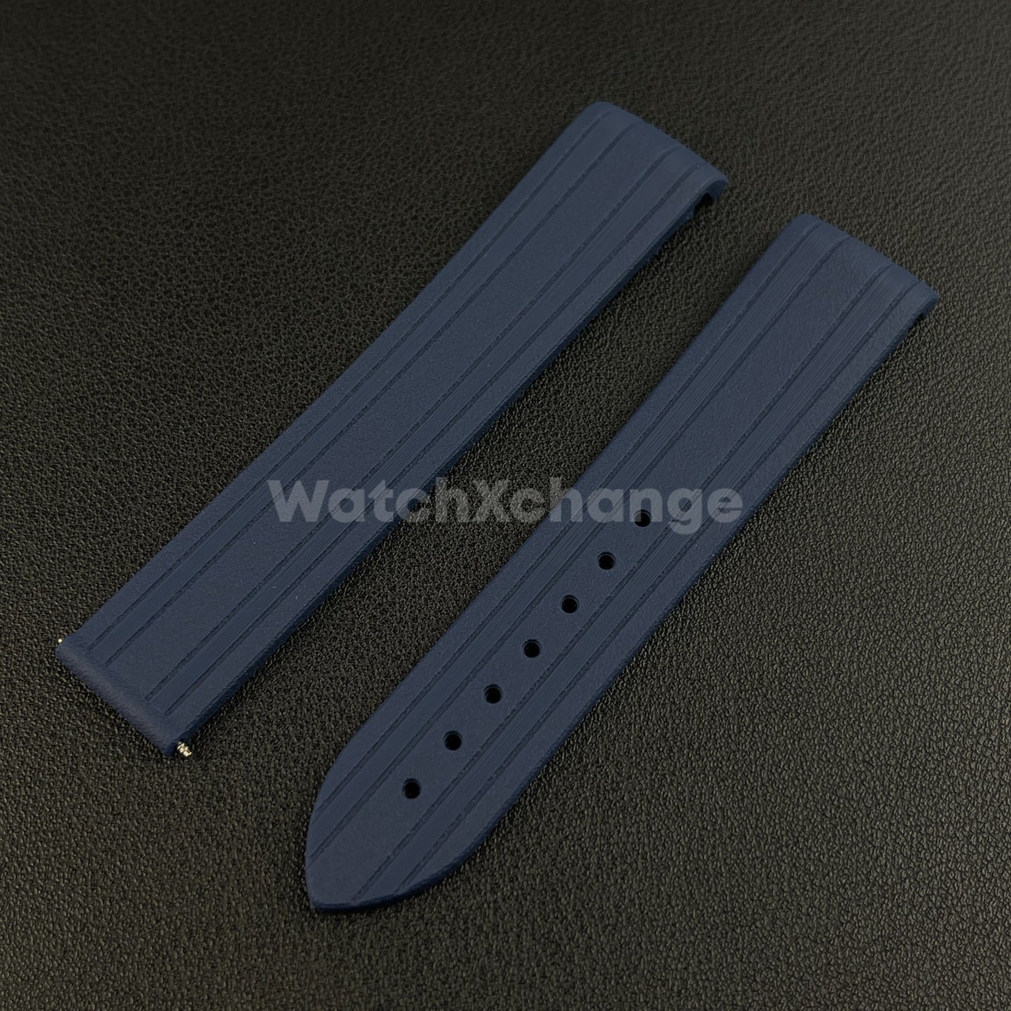 Blue Omega Seamaster 41mm 300M Silicone Rubber Curved End Strap 20mm