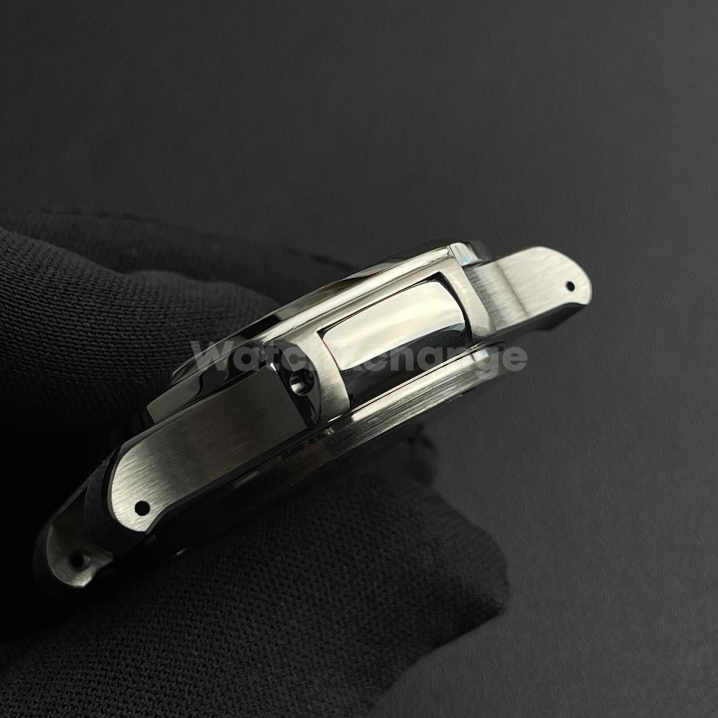40mm Silver Stainless Steel Watch Case with Strap for VK63 Quartz Movement