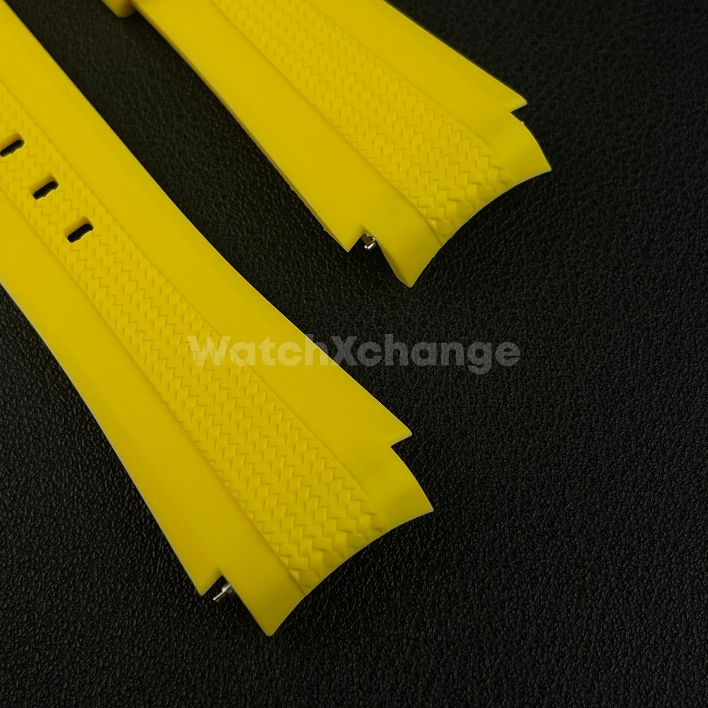 Yellow 20mm Silicone Rubber Curved End Watch Strap Band For Omega Rolex