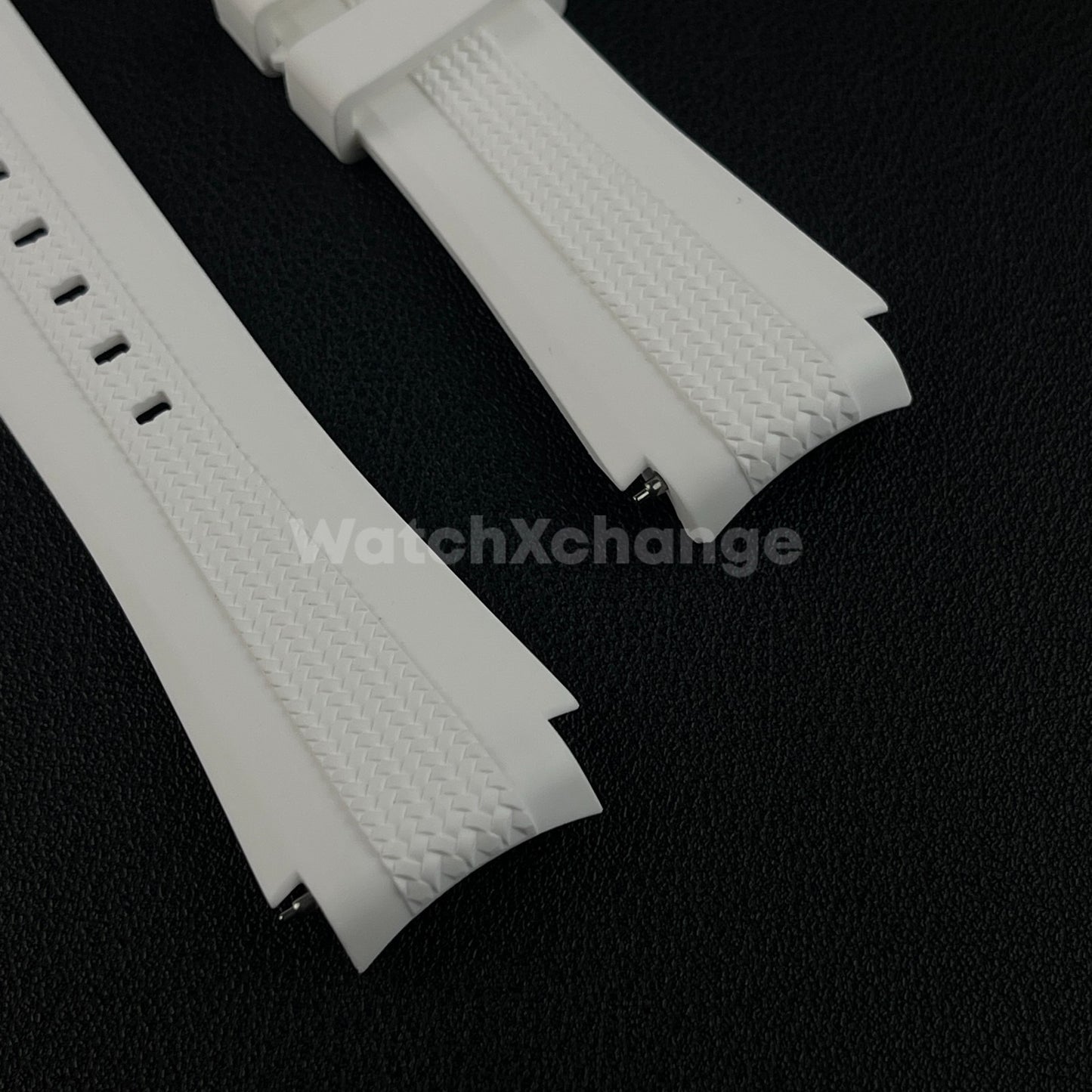 White 20mm Silicone Rubber Curved End Watch Strap Band For Omega Rolex